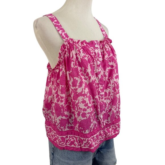 J. Crew Top Women's Small Button Front Tank Adjustable Strap Rosebud Floral Pink - Picture 4 of 15